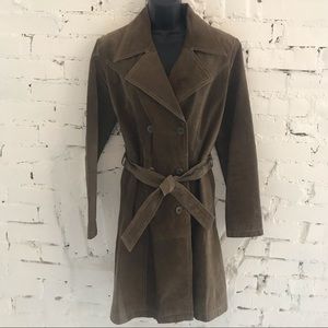Wilson’s Leather Suede Sage Green Trench w/Belt